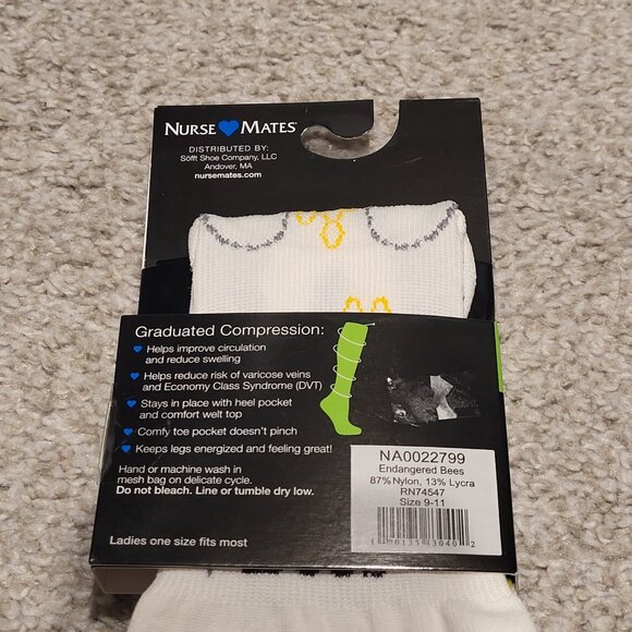 Nurse Mates Compression Socks- Endangered Bees - Picture 3 of 3